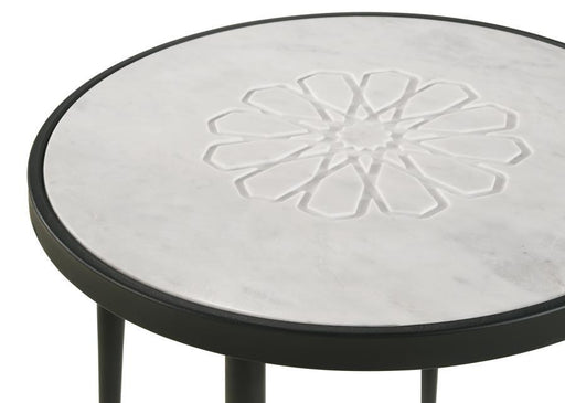 Kofi - Round Marble Top Side Table - White And Black - Simple Home Plus