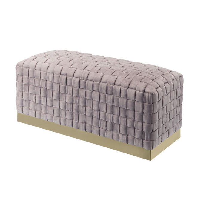 Upholstered Velvet Bench - Lilac / Gold