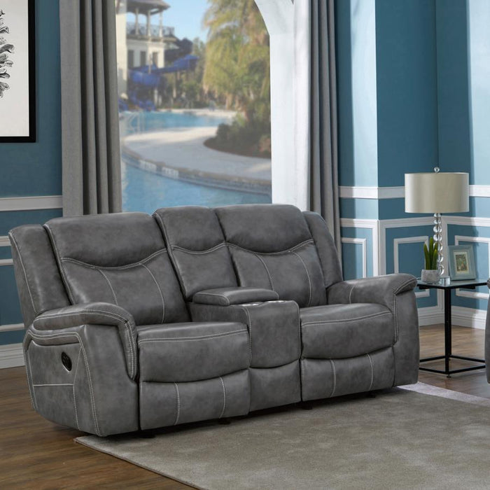 Conrad - Upholstered Motion Loveseat - Cool Gray - Simple Home Plus