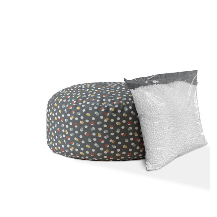 Cotton Round Polka Dots Pouf Cover - Blue