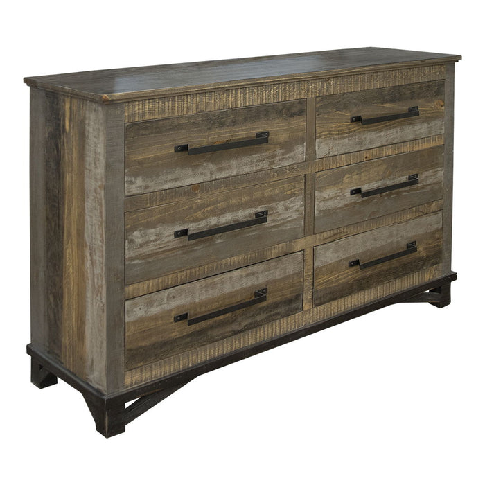 Solid Wood 6 Drawer, Double Dresser - Brown