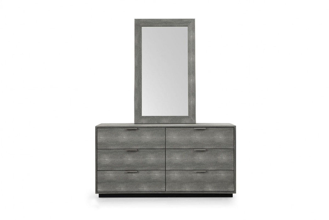 Six Drawer, Double Dresser - Gray