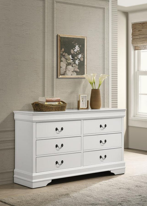 Louis Philippe - 6 Drawers Dresser - White