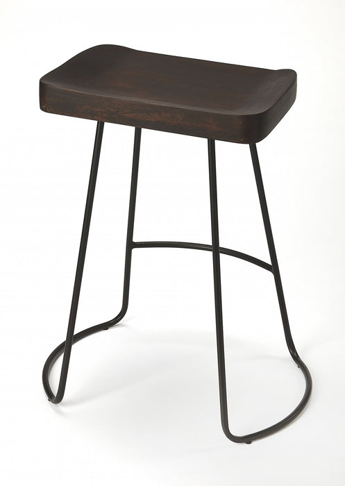 Iron Backless Counter Height Bar Chair - Dark Brown / Black