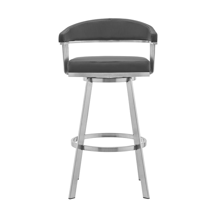 38" Swivel Backless Bar Height Bar Chair - Gray / Silver