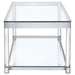 Anne - Coffee Table With Lower Shelf - Chrome And Clear - Simple Home Plus