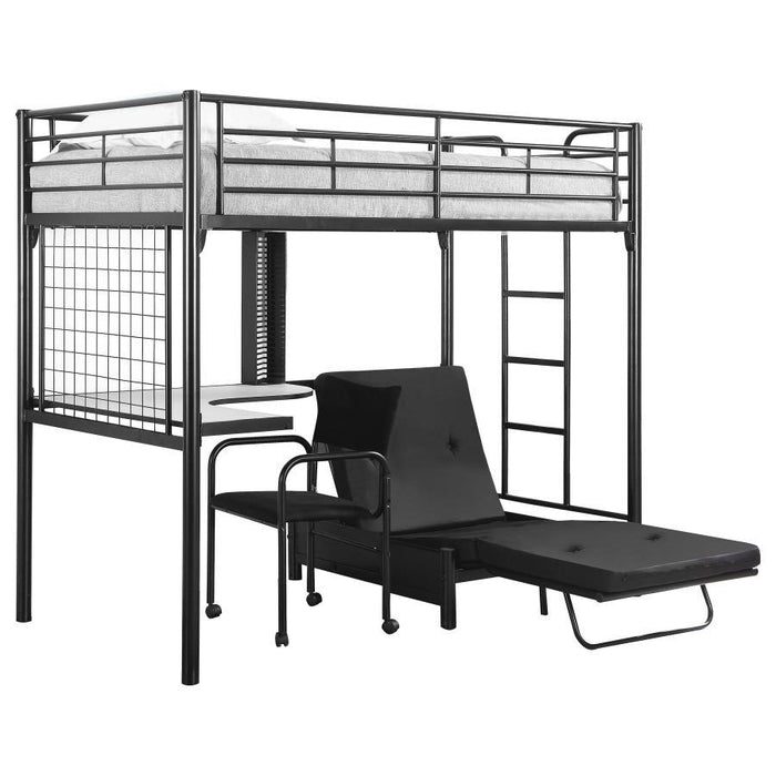 Jenner - Twin Futon Workstation Loft Bed - Black - Simple Home Plus