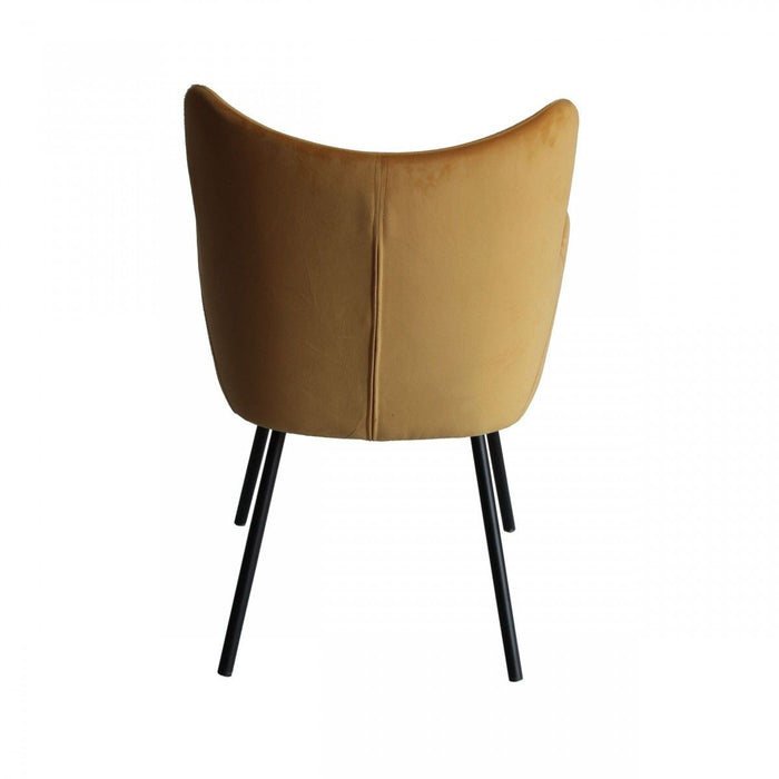 Curvy Velvet And Black Modern Dining Chair - Yellow