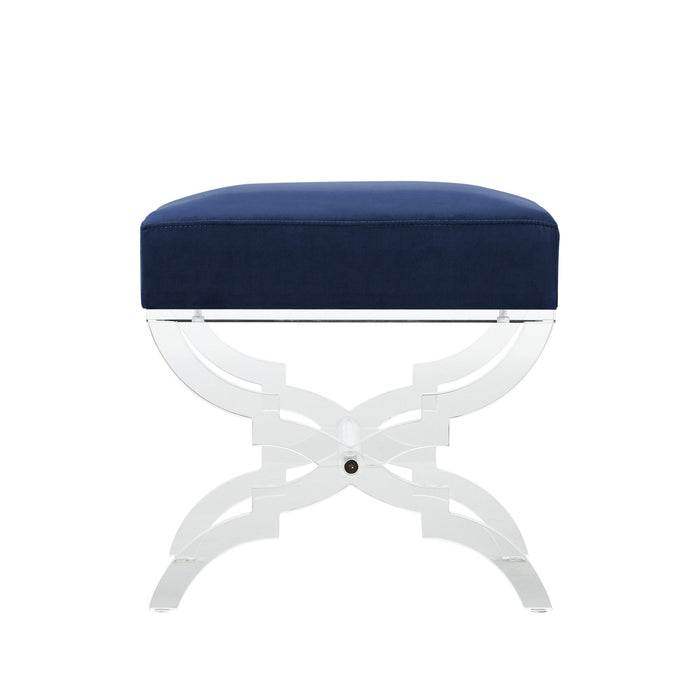 Velvet Ottoman - Navy Blue / Clear