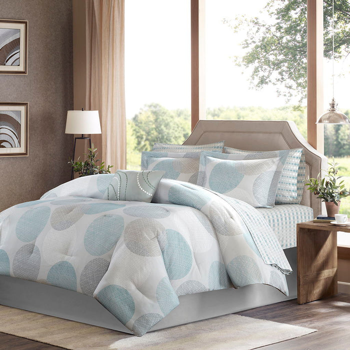 Knowles - Queen Complete Comforter And Sheet Set - Aqua