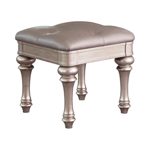 Bling Game - Upholstered Vanity Stool - Metallic Platinum - Simple Home Plus