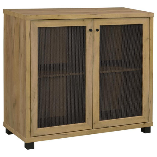 Mchale - Accent Cabinet With Two Mesh Doors - Golden Oak - Simple Home Plus