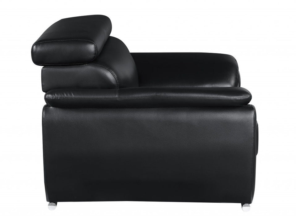 2 Piece Five Person Genuine Leather Indoor Seating Set - Black