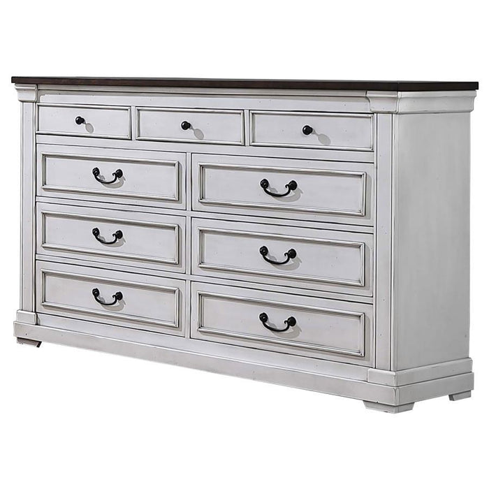 Hillcrest - 9-Drawer Dresser - Dark Rum And White - Simple Home Plus