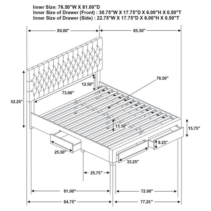 Soledad - 4-drawer Button Tufted Storage Bed - Simple Home Plus