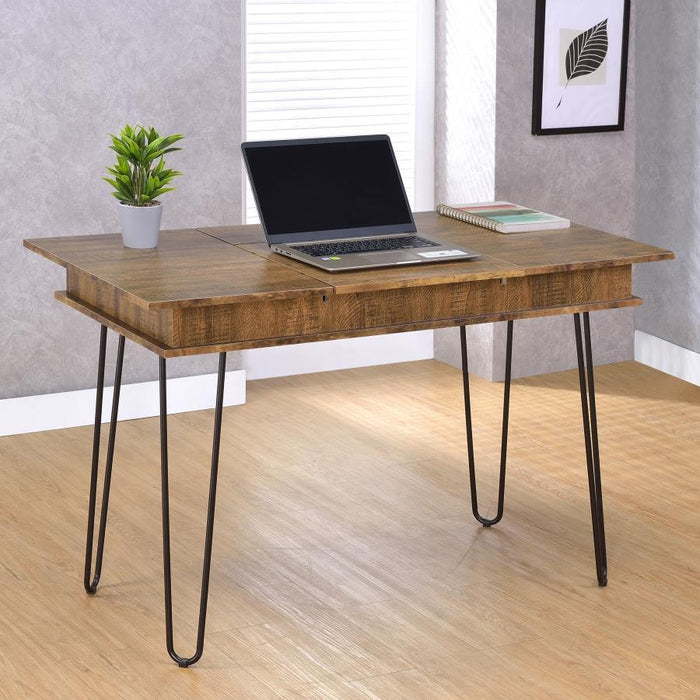 Sheeran - Writing Desk With 4 Hidden Storages - Rustic Amber - Simple Home Plus