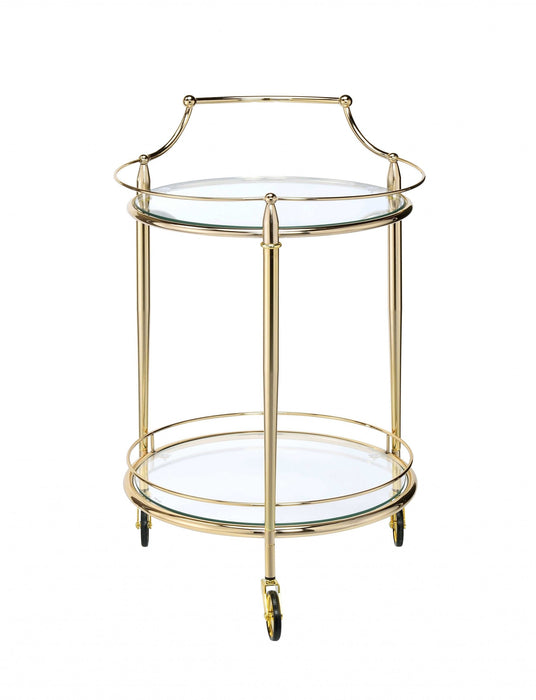 Glass Serving Cart - Gold / Clear