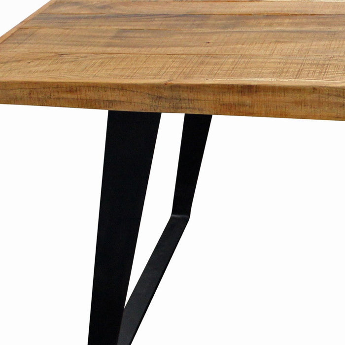 Rectangular Solid Wood And Iron Dining Table - Natural / Black