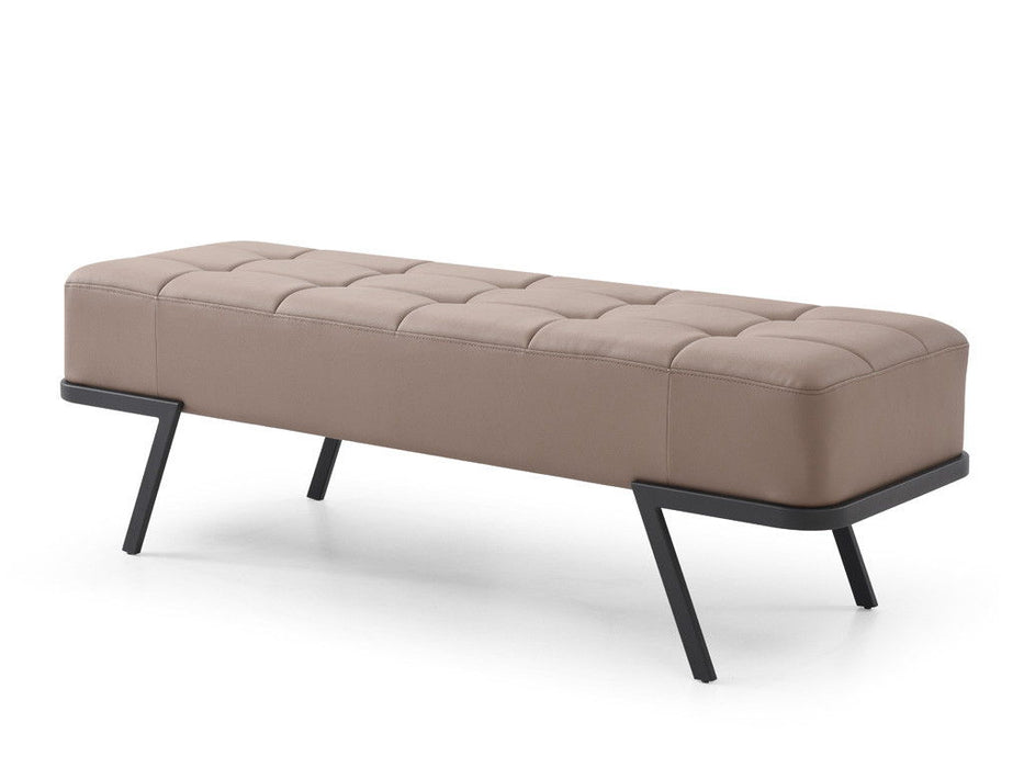 Upholstered Faux Leather Bench - Taupe / Black