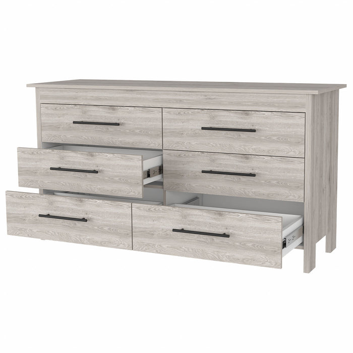 Six Drawer Double Dresser - Light Gray