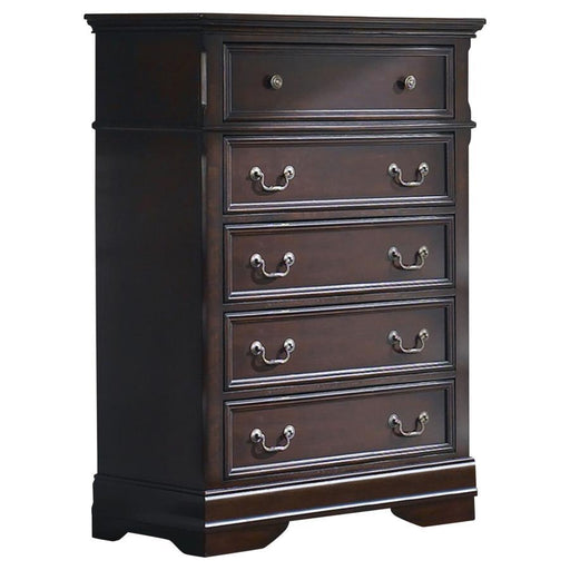 Cambridge - 5-Drawer Rectangular Chest - Cappuccino - Simple Home Plus