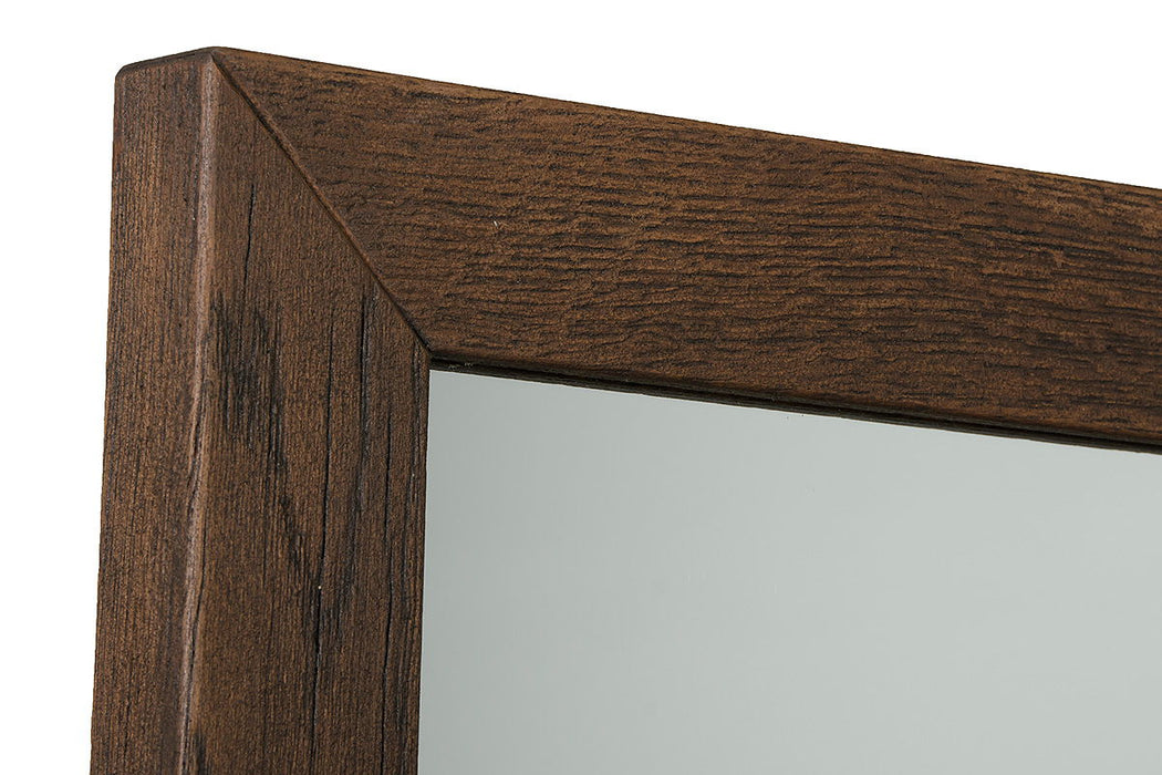 35" Wood And Glass Mirror - Dark Aged Oak