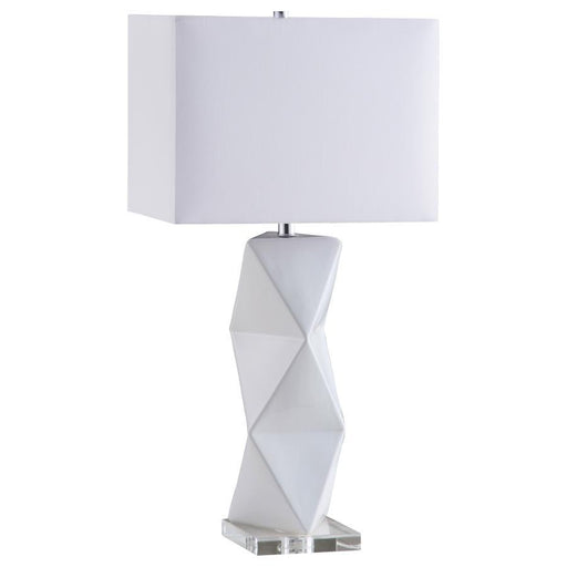 Camie - Geometric Ceramic Base Table Lamp - White - Simple Home Plus