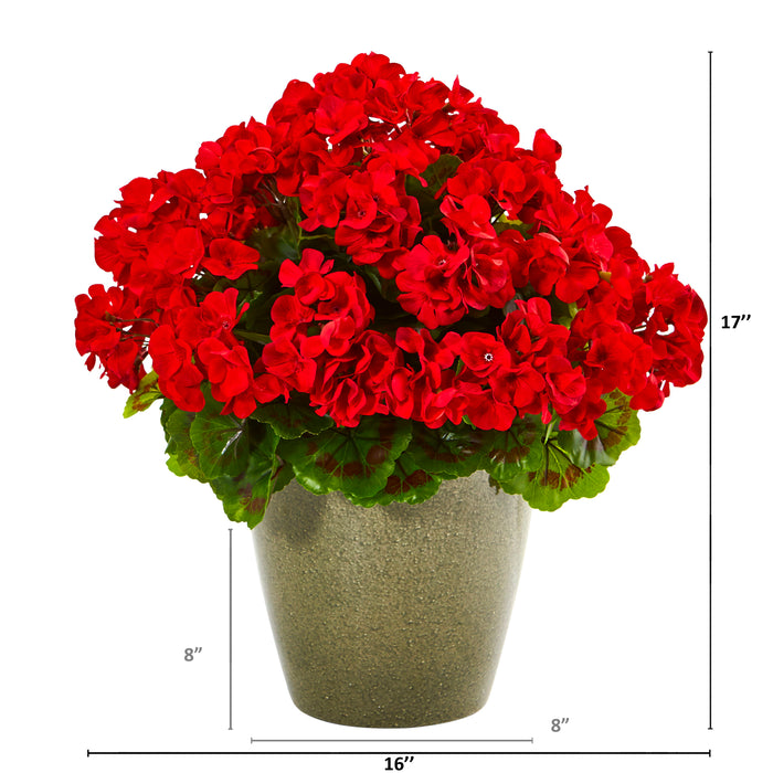 17" Geranium Artificial Plant UV Resistant (Indoor/Outdoor)