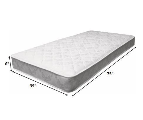 6" Twin Fabric Mattress - White / Gray