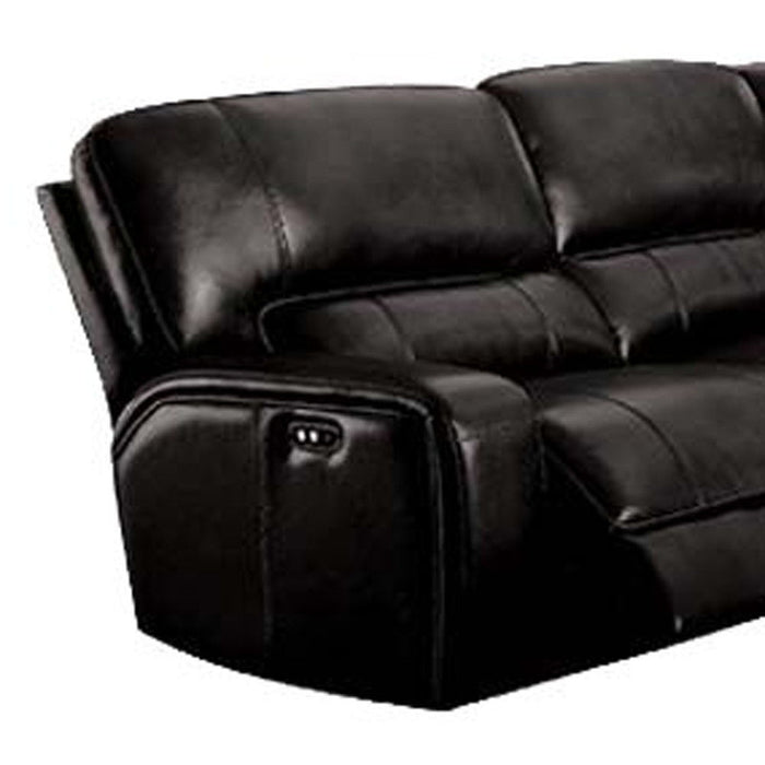 Faux Leather Power Reclining L Shaped Six Piece Corner Sectional With Console - Black