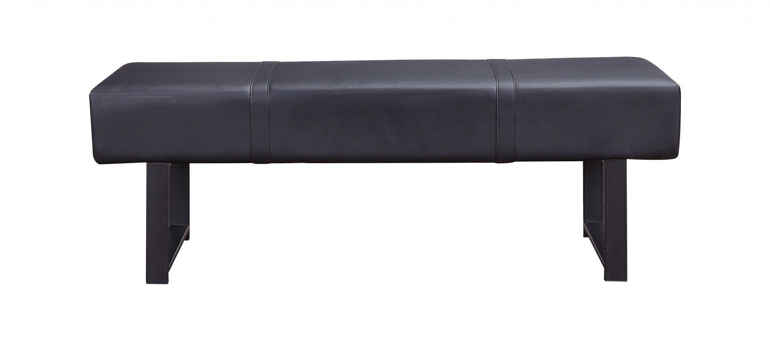 Upholstered Faux Leather Bench - Black