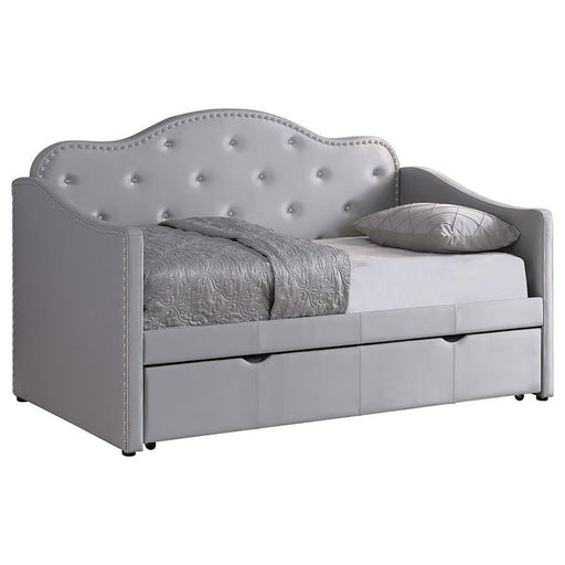 Elmore - Upholstered Twin Daybed With Trundle - Pearlescent Gray - Simple Home Plus