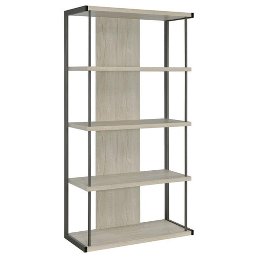 Loomis - 4-Shelf Bookcase - Whitewashed Gray - Wood - Simple Home Plus