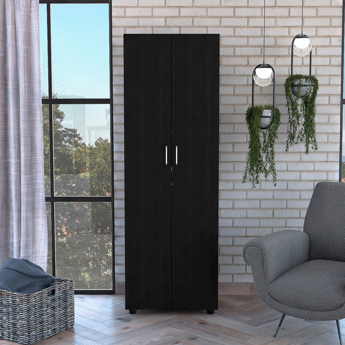 Tall Two Door Closet - Black