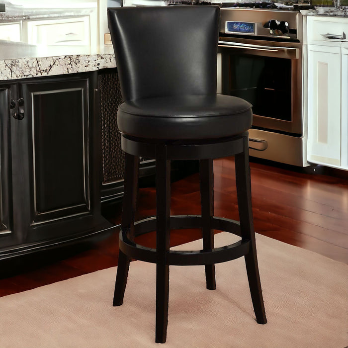 Solid Wood Swivel Bar Height Bar Chair - Black