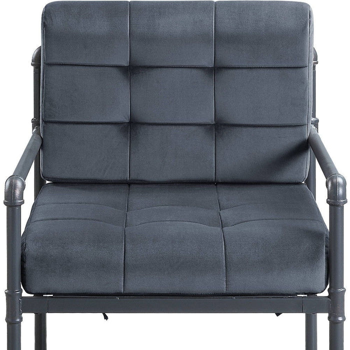 Velvet And Steel Arm Chair - Gray