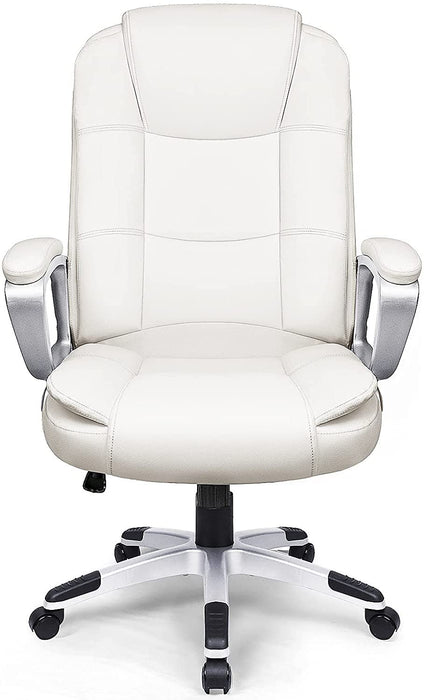 Leather Executive Chair With Lumbar Support - White