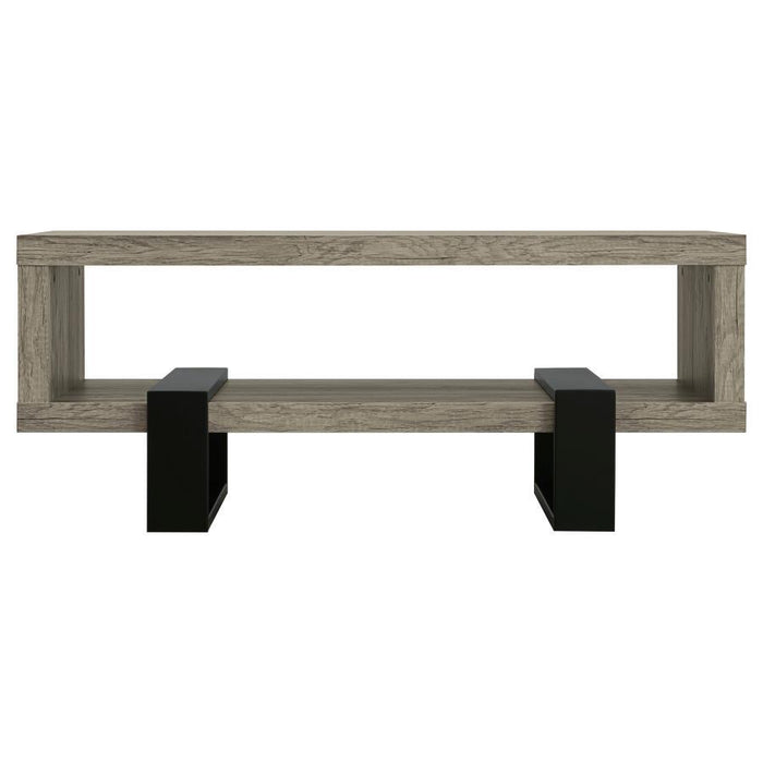 Dinard - Coffee Table With Shelf - Gray Driftwood - Simple Home Plus