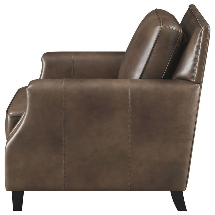 Leaton - Upholstered Recessed Arm Chair - Brown Sugar - Simple Home Plus