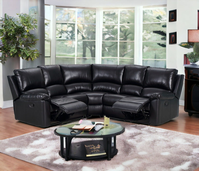 Polyester Blend Power Reclining U Shaped Three Piece Corner Sectional - Black