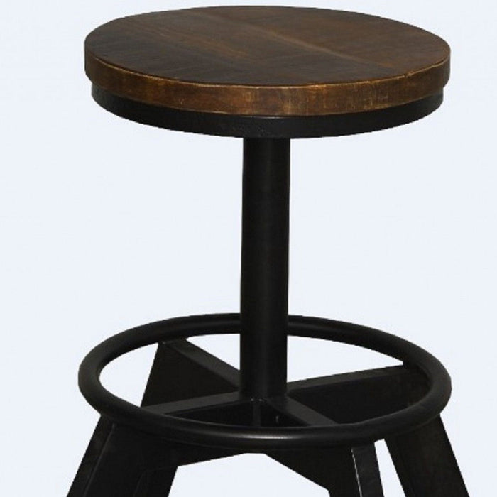 Iron Backless Bar Chair - Brown / Black