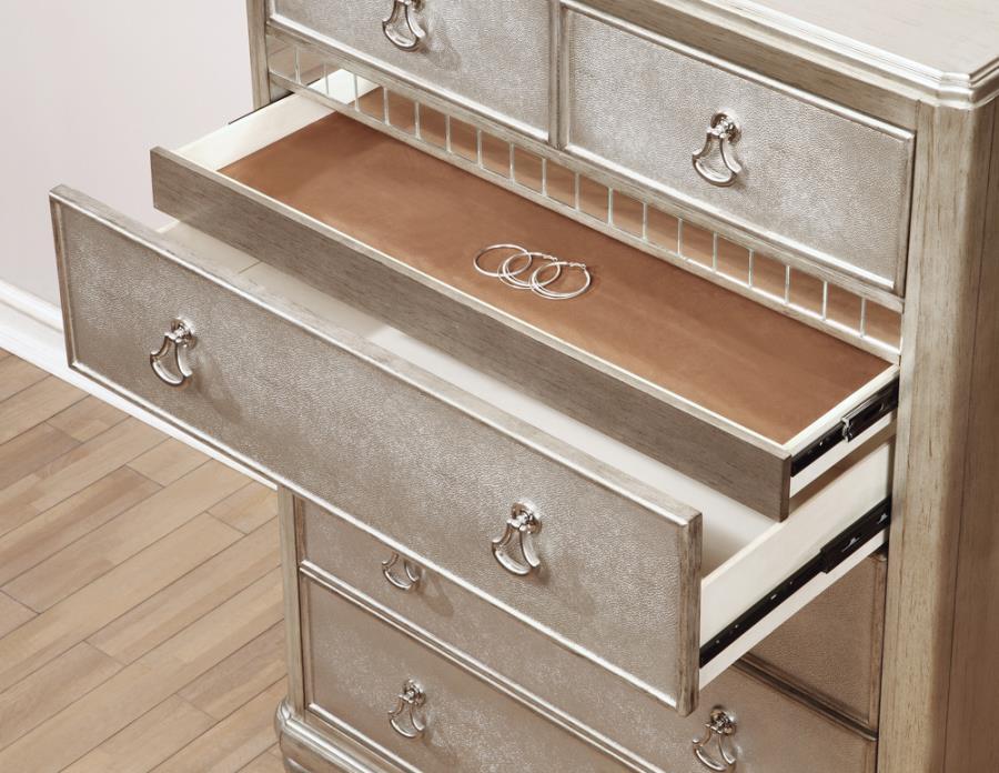 Bling Game - 6-Drawer Chest - Metallic Platinum - Simple Home Plus