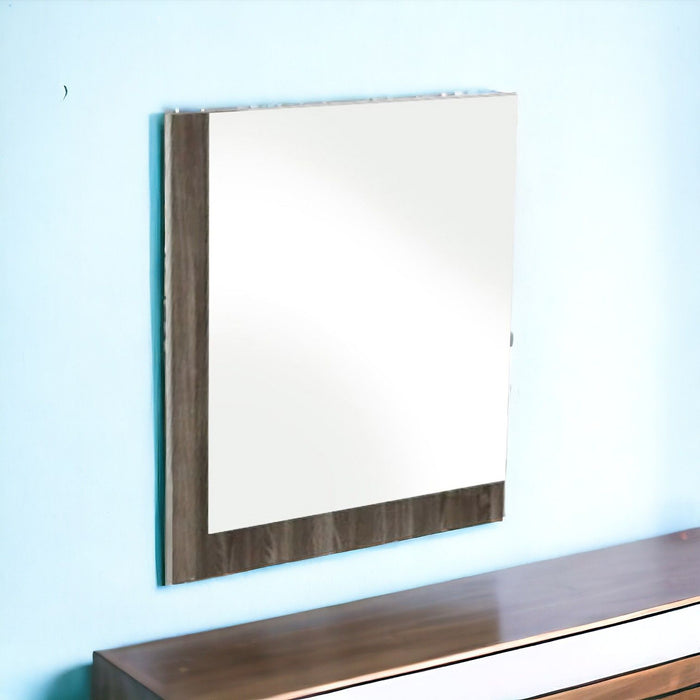 39" Veneer And Glass Mirror - Gray