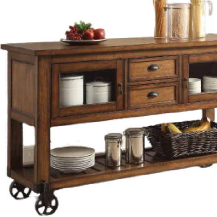 Rolling Kitchen Cart With Storage - Rustic Brown