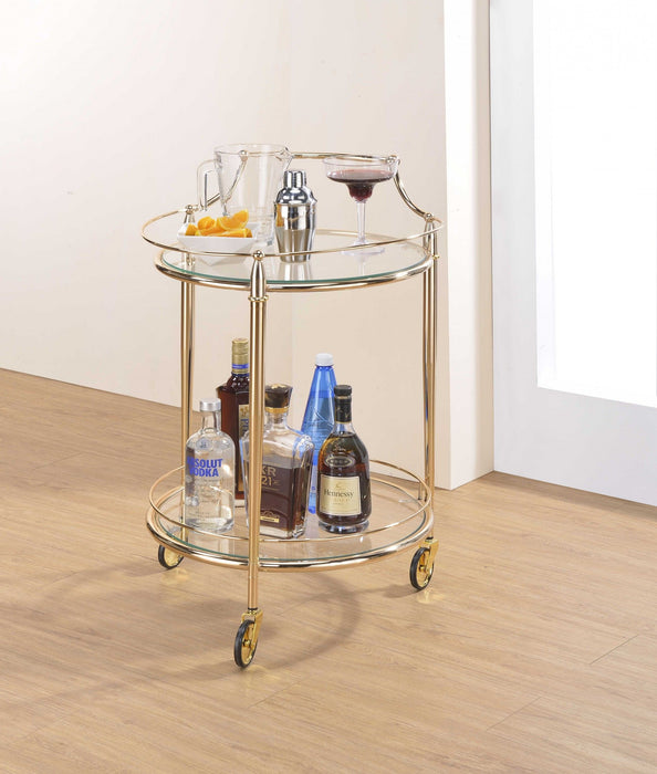 Glass Serving Cart - Gold / Clear