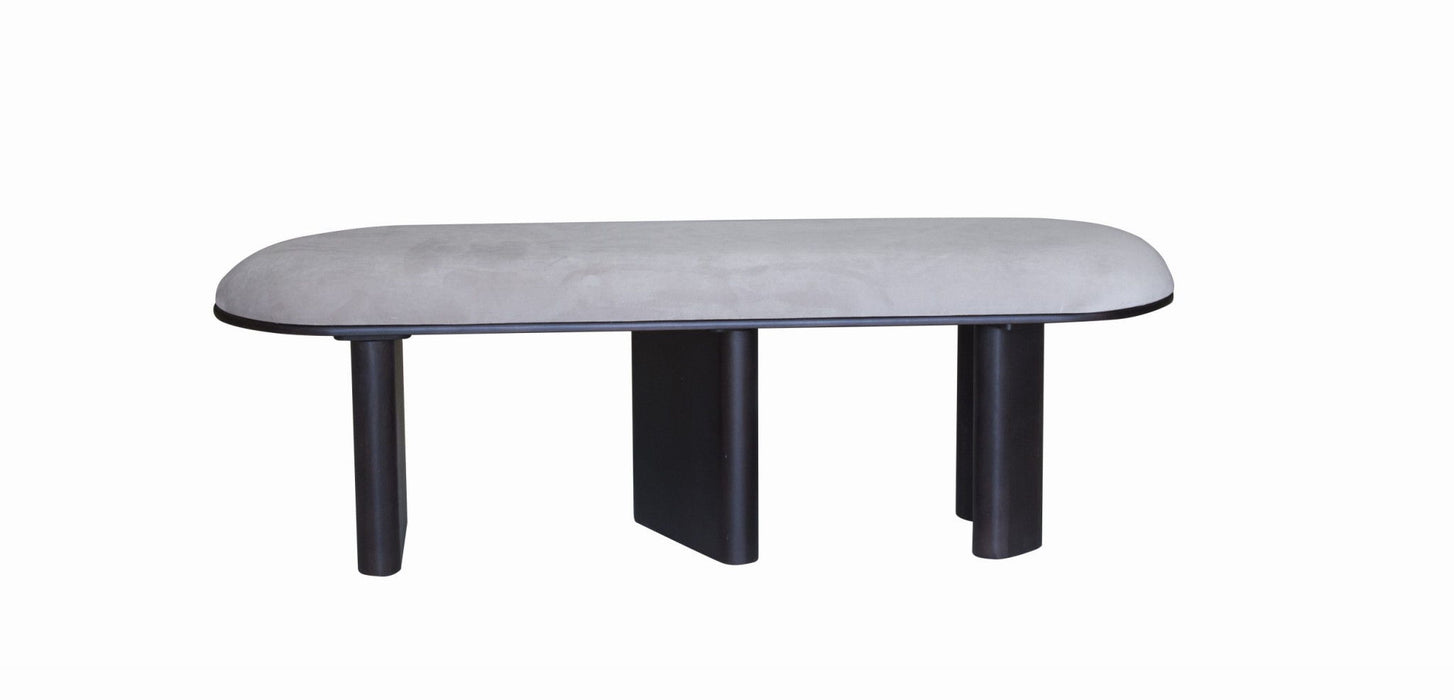 Velvet Upholstered Bedroom Bench - Gray / Brown