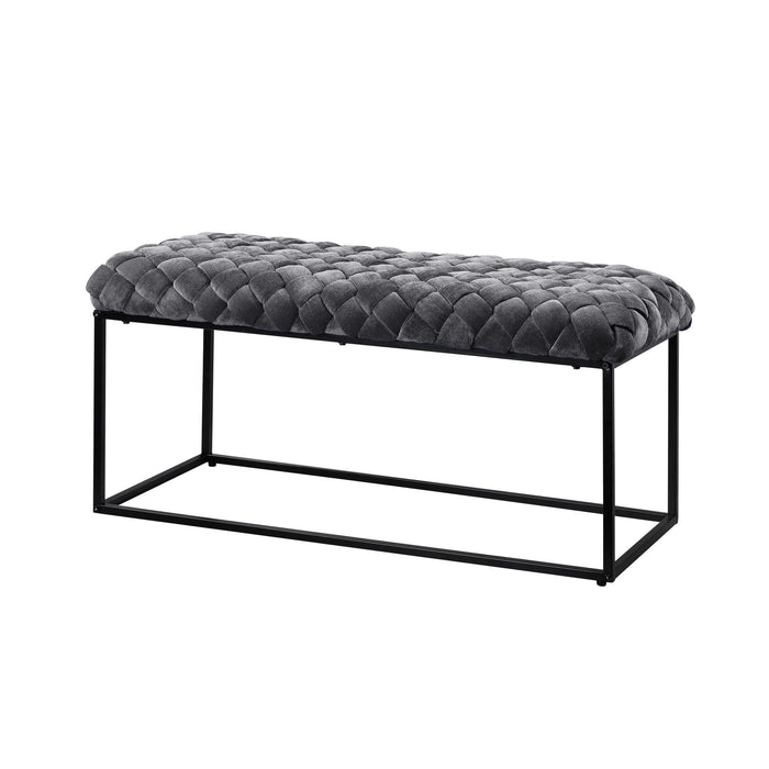 Upholstered Velvet Bench - Gray / Black