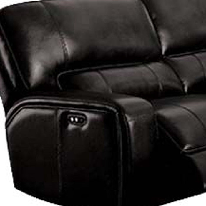 Faux Leather Power Reclining L Shaped Six Piece Corner Sectional With Console - Black