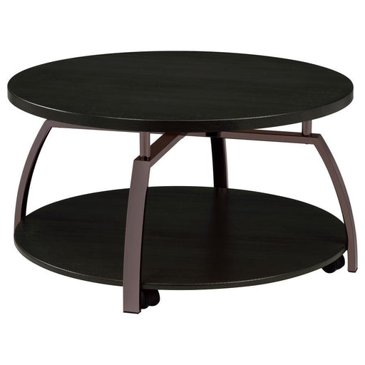 Dacre - Round Coffee Table - Dark Gray And Black Nickel - Simple Home Plus