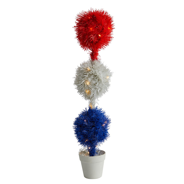 2' Red White and Blue "Americana" Plant with 35 LED Lights